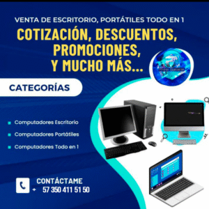 Venta de computadores escritorio, portátiles y todo en 1